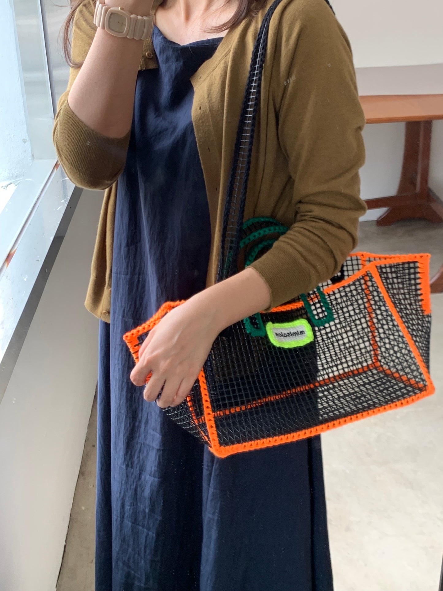 Mimisalon Mesh Basket Summer Bag Picnic Camping Sports Bag Swimming Pool Shoulder version